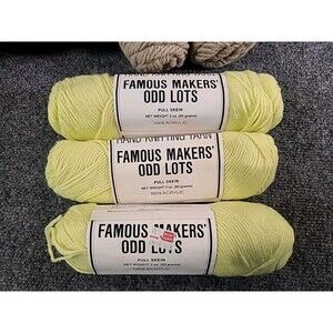 NWT Vintage Famous Makers Odd Lots Yarn 3 oz 100% Acrylic 3 Skiens Yellow